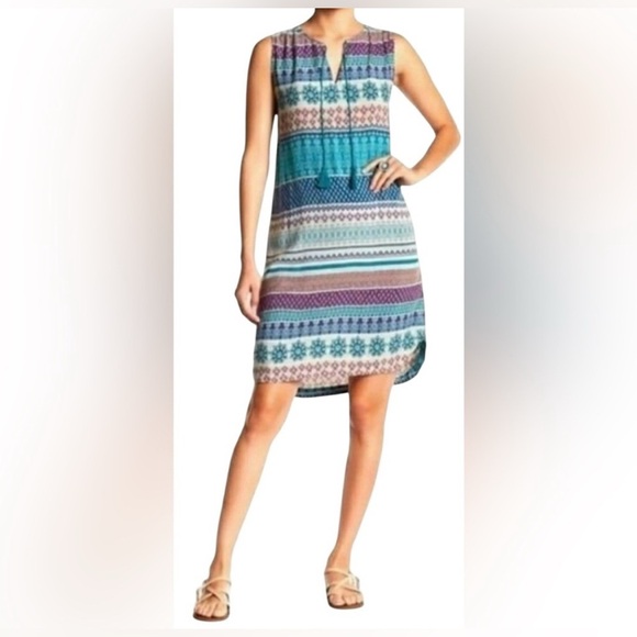 Boho beach lounge large dress geometric teal - Picture 1 of 3
